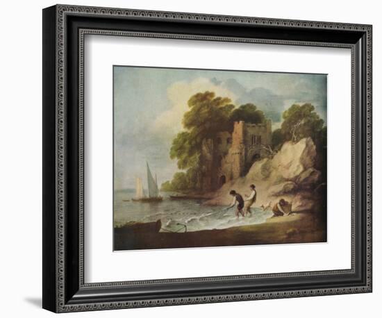 ''Rocky Coastal Scene with Ruined Castle, Boats and Fishermen', 1780-1781 (1946)-Thomas Gainsborough-Framed Giclee Print