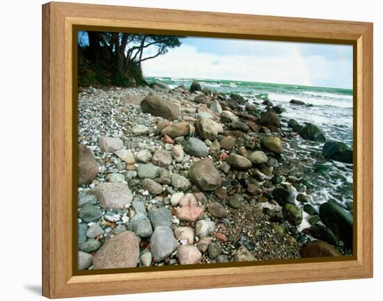 Rocky Coastline and Rainbow, Jasmund National Park, Island of Ruegen, Germany-Christian Ziegler-Framed Premier Image Canvas