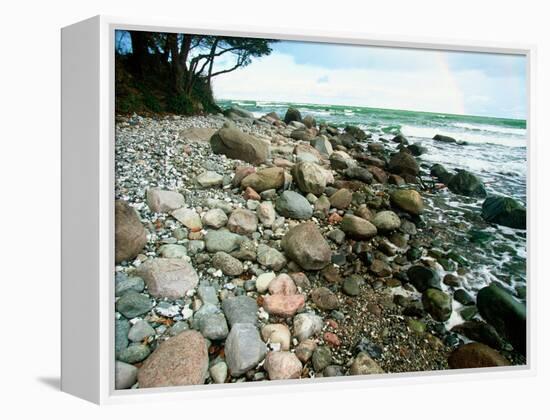 Rocky Coastline and Rainbow, Jasmund National Park, Island of Ruegen, Germany-Christian Ziegler-Framed Premier Image Canvas