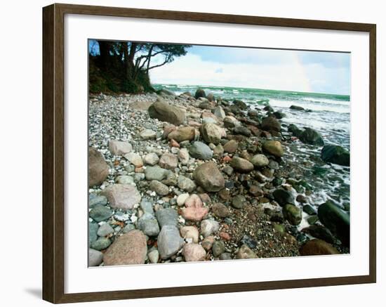 Rocky Coastline and Rainbow, Jasmund National Park, Island of Ruegen, Germany-Christian Ziegler-Framed Photographic Print