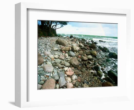 Rocky Coastline and Rainbow, Jasmund National Park, Island of Ruegen, Germany-Christian Ziegler-Framed Photographic Print