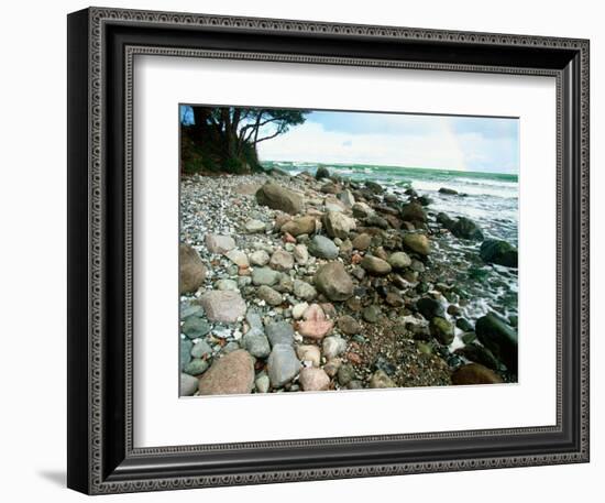 Rocky Coastline and Rainbow, Jasmund National Park, Island of Ruegen, Germany-Christian Ziegler-Framed Photographic Print