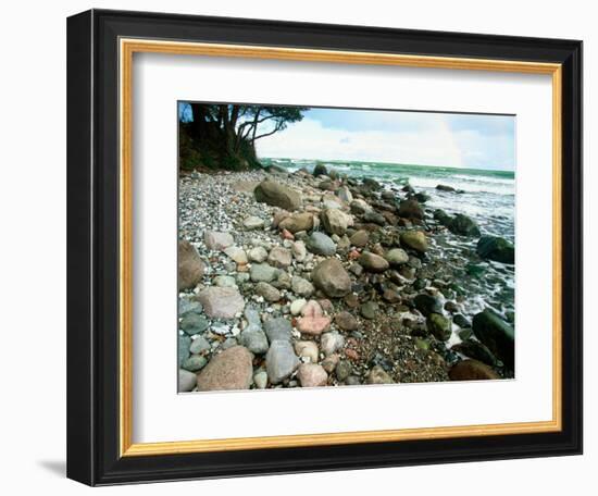 Rocky Coastline and Rainbow, Jasmund National Park, Island of Ruegen, Germany-Christian Ziegler-Framed Photographic Print