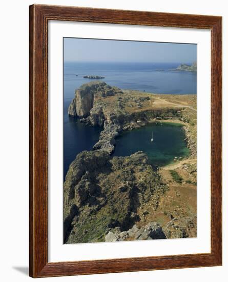 Rocky Coastline of St. Paul's Bay, Near Lindos, Rhodes, Dodecanese Islands, Greek Islands, Greece-Fraser Hall-Framed Photographic Print