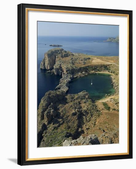 Rocky Coastline of St. Paul's Bay, Near Lindos, Rhodes, Dodecanese Islands, Greek Islands, Greece-Fraser Hall-Framed Photographic Print