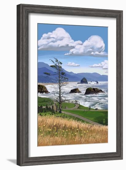 Rocky Coastline-Lantern Press-Framed Art Print