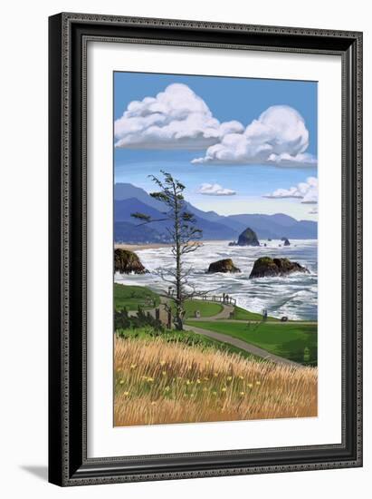 Rocky Coastline-Lantern Press-Framed Art Print