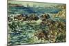 Rocky Cove with Village and Sketch of Rocks-Maurice Brazil Prendergast-Mounted Giclee Print