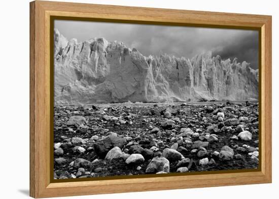 Rocky Glacier Beach Patagonia Argentina B/W-null-Framed Stretched Canvas