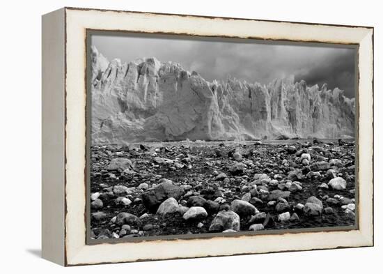 Rocky Glacier Beach Patagonia Argentina B/W-null-Framed Stretched Canvas