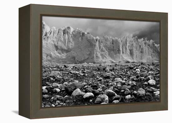 Rocky Glacier Beach Patagonia Argentina B/W-null-Framed Stretched Canvas