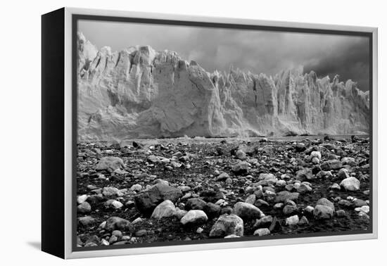 Rocky Glacier Beach Patagonia Argentina B/W-null-Framed Stretched Canvas
