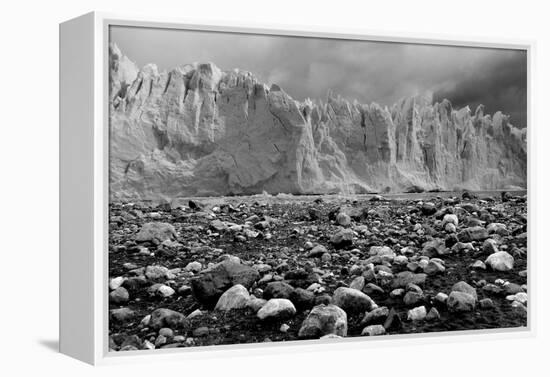 Rocky Glacier Beach Patagonia Argentina B/W-null-Framed Stretched Canvas