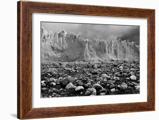 Rocky Glacier Beach Patagonia Argentina B/W-null-Framed Photo