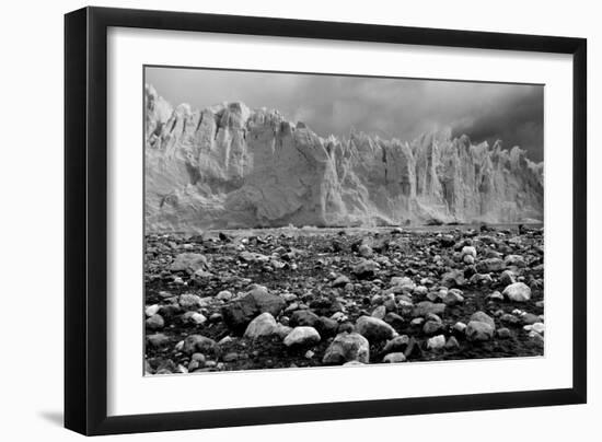 Rocky Glacier Beach Patagonia Argentina B/W-null-Framed Photo