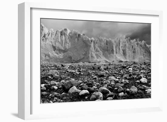 Rocky Glacier Beach Patagonia Argentina B/W-null-Framed Photo