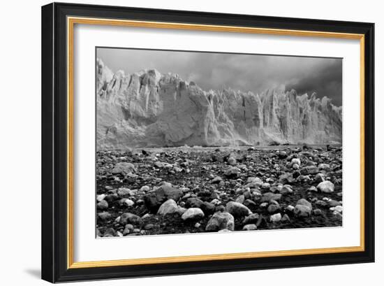 Rocky Glacier Beach Patagonia Argentina B/W-null-Framed Photo