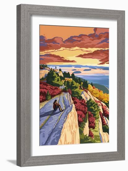 Rocky Hillside Viewpoint-Lantern Press-Framed Art Print