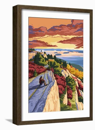 Rocky Hillside Viewpoint-Lantern Press-Framed Art Print