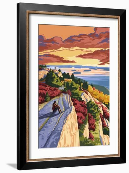 Rocky Hillside Viewpoint-Lantern Press-Framed Art Print