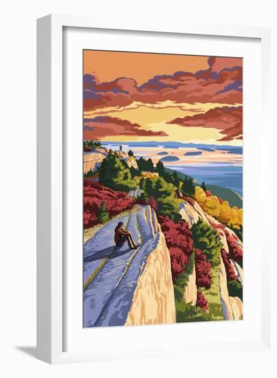 Rocky Hillside Viewpoint-Lantern Press-Framed Art Print