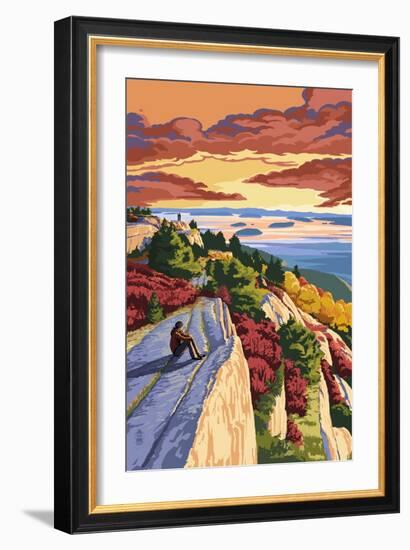 Rocky Hillside Viewpoint-Lantern Press-Framed Art Print