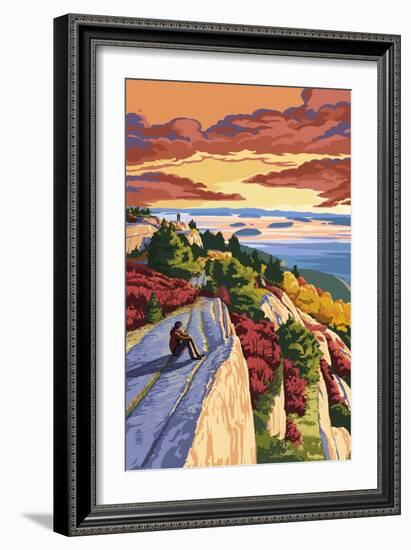 Rocky Hillside Viewpoint-Lantern Press-Framed Premium Giclee Print