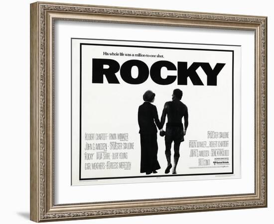 Rocky, L-R: Talia Shire, Sylvester Stallone, 1976-null-Framed Art Print