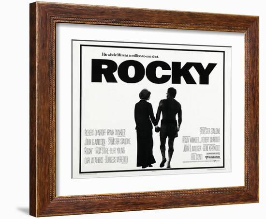 Rocky, L-R: Talia Shire, Sylvester Stallone, 1976-null-Framed Art Print