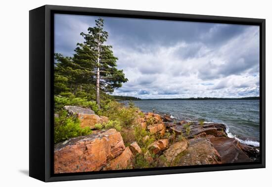 Rocky Lake Shore of Georgian Bay in Killbear Provincial Park near Parry Sound, Ontario, Canada.-elenathewise-Framed Premier Image Canvas