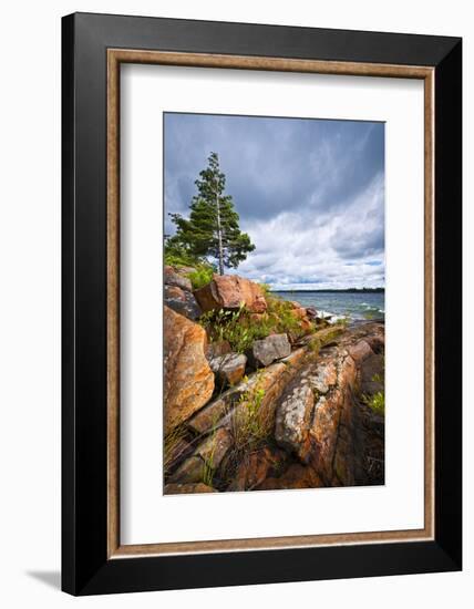 Rocky Lake Shore of Georgian Bay in Killbear Provincial Park near Parry Sound, Ontario, Canada.-elenathewise-Framed Photographic Print