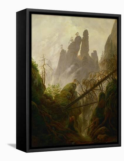 Rocky landscape in the Elbsandsteingebirge, 1822 / 23. Canvas, 97 x 74 cm Inv. 2589.-Caspar David Friedrich-Framed Premier Image Canvas