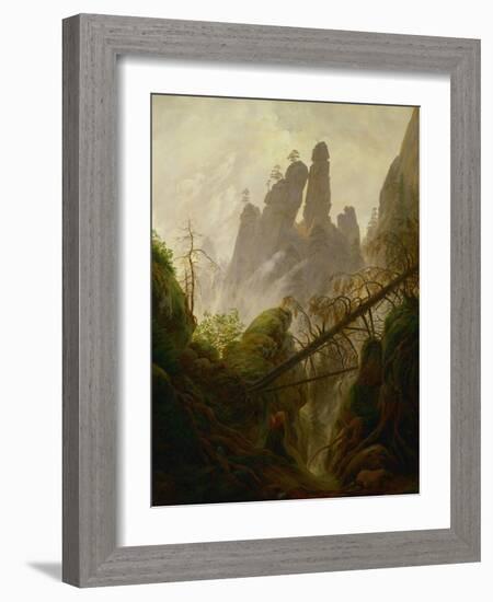 Rocky landscape in the Elbsandsteingebirge, 1822 / 23. Canvas, 97 x 74 cm Inv. 2589.-Caspar David Friedrich-Framed Giclee Print