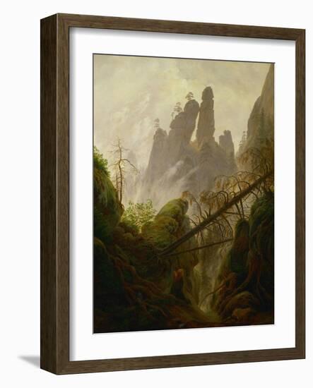 Rocky landscape in the Elbsandsteingebirge, 1822 / 23. Canvas, 97 x 74 cm Inv. 2589.-Caspar David Friedrich-Framed Giclee Print