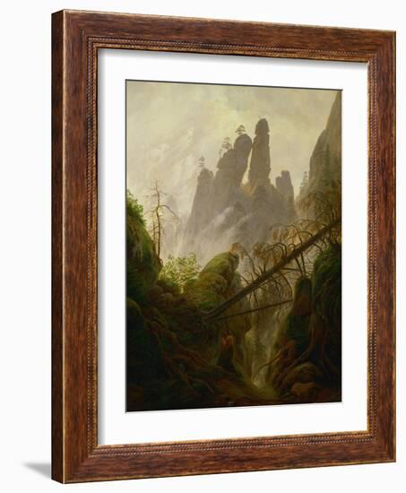 Rocky landscape in the Elbsandsteingebirge, 1822 / 23. Canvas, 97 x 74 cm Inv. 2589.-Caspar David Friedrich-Framed Giclee Print