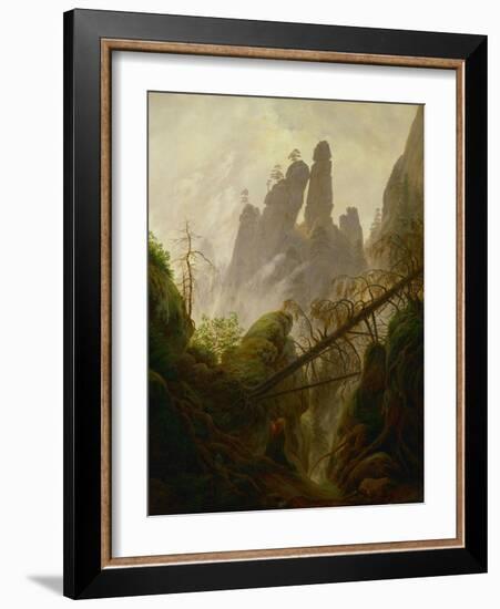 Rocky landscape in the Elbsandsteingebirge, 1822 / 23. Canvas, 97 x 74 cm Inv. 2589.-Caspar David Friedrich-Framed Giclee Print