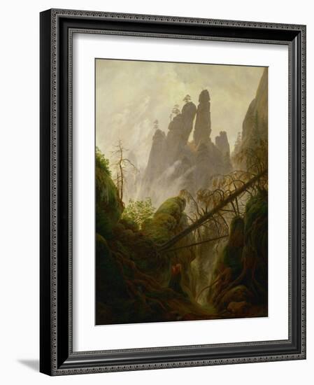 Rocky landscape in the Elbsandsteingebirge, 1822 / 23. Canvas, 97 x 74 cm Inv. 2589.-Caspar David Friedrich-Framed Giclee Print