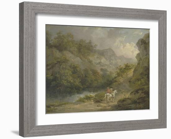 Rocky Landscape with Two Men on a Horse, 1791-George Morland-Framed Giclee Print