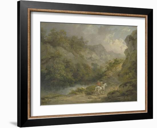 Rocky Landscape with Two Men on a Horse, 1791-George Morland-Framed Giclee Print