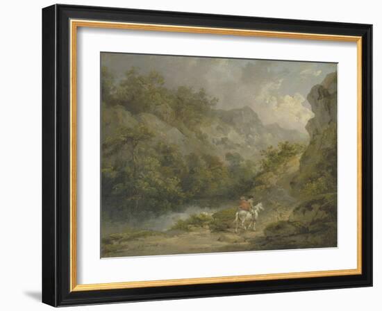 Rocky Landscape with Two Men on a Horse, 1791-George Morland-Framed Giclee Print