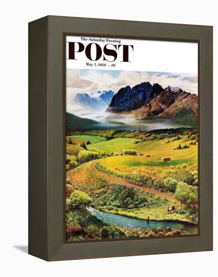 "Rocky Mountain Fly Fishing" Saturday Evening Post Cover, May 5, 1956-John Clymer-Framed Premier Image Canvas