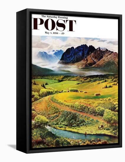 "Rocky Mountain Fly Fishing" Saturday Evening Post Cover, May 5, 1956-John Clymer-Framed Premier Image Canvas