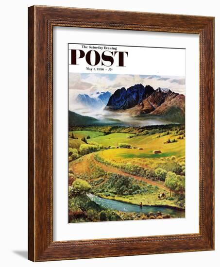 "Rocky Mountain Fly Fishing" Saturday Evening Post Cover, May 5, 1956-John Clymer-Framed Giclee Print