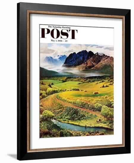 "Rocky Mountain Fly Fishing" Saturday Evening Post Cover, May 5, 1956-John Clymer-Framed Giclee Print