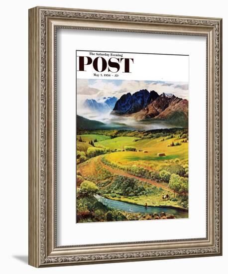 "Rocky Mountain Fly Fishing" Saturday Evening Post Cover, May 5, 1956-John Clymer-Framed Giclee Print