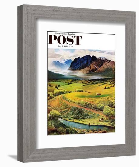 "Rocky Mountain Fly Fishing" Saturday Evening Post Cover, May 5, 1956-John Clymer-Framed Giclee Print