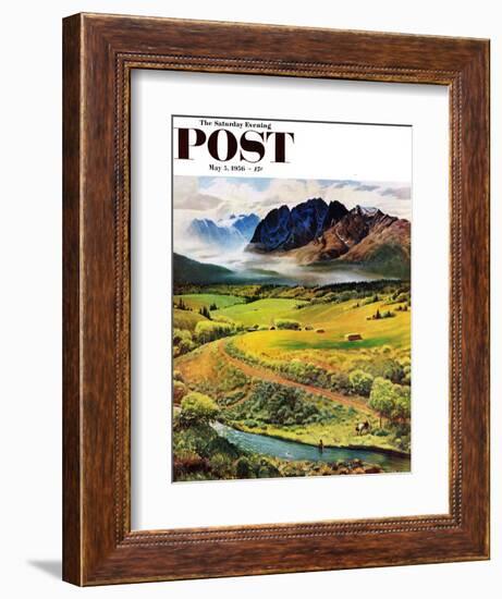 "Rocky Mountain Fly Fishing" Saturday Evening Post Cover, May 5, 1956-John Clymer-Framed Giclee Print