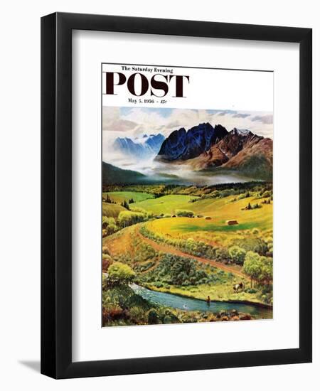 "Rocky Mountain Fly Fishing" Saturday Evening Post Cover, May 5, 1956-John Clymer-Framed Giclee Print