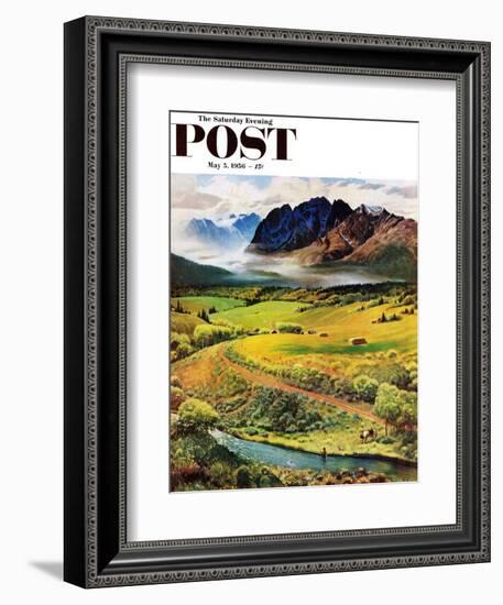 "Rocky Mountain Fly Fishing" Saturday Evening Post Cover, May 5, 1956-John Clymer-Framed Giclee Print