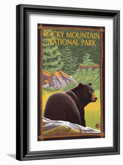 Rocky Mountain National Park, CO, Black Bear in Forest-Lantern Press-Framed Art Print